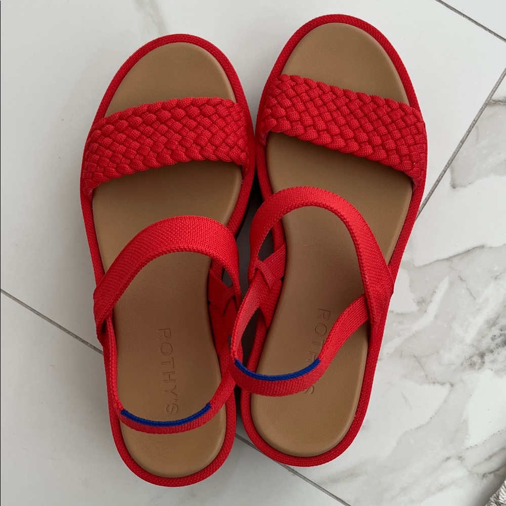 Rothy's Vibrant Red Braided Sandals